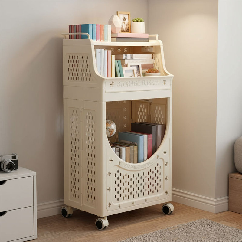 72cm H x 39.5cm W Utility Cart with Wheels, Beige
