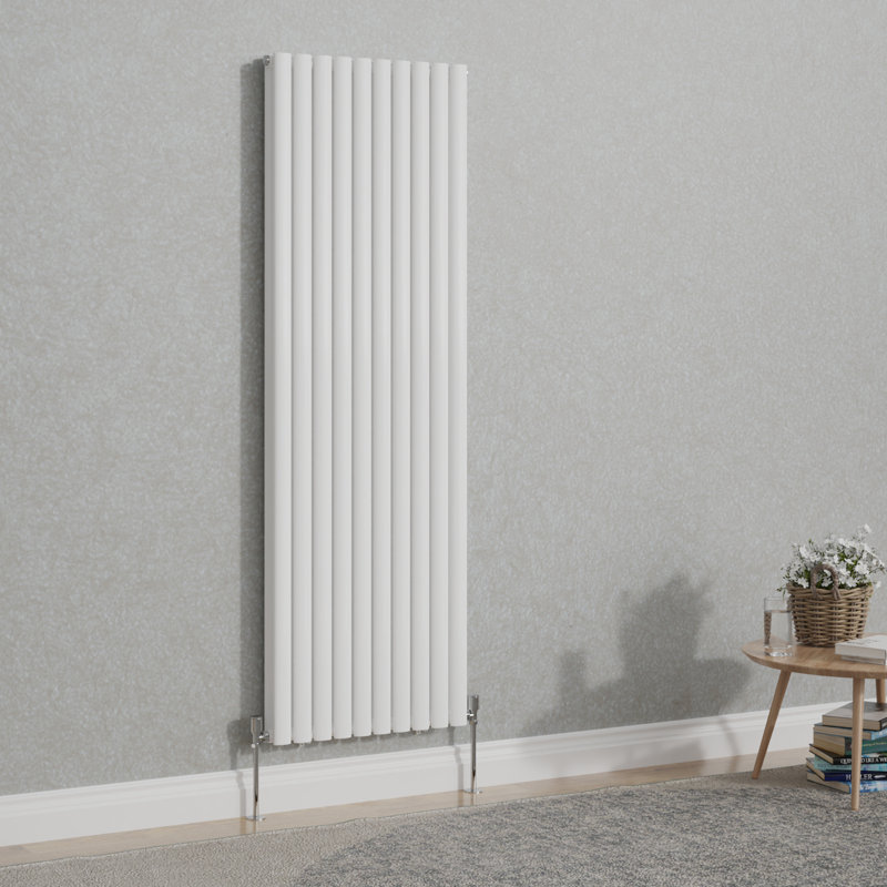 Shoshana Vertical Oval Panel Radiator, 180cm H x 59cm W, 2, Gloss White