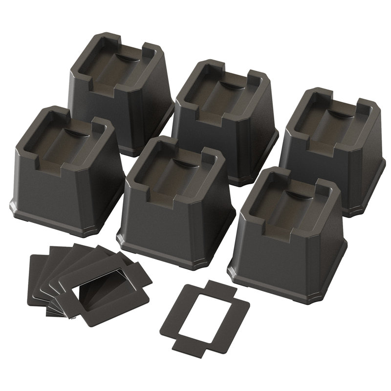 Ensemble de risers pour lit de 3 pouces avec 6 roues, Noir, noir, noir, noir