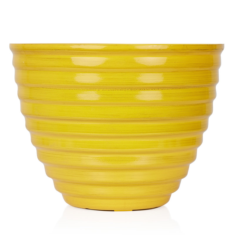 Jardinière ronde intérieure / extérieure, Jaune, H 9 po x l 12 po x P 12 po