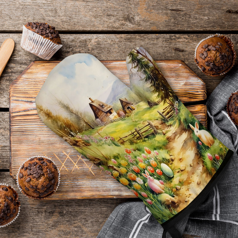 Spring Scenes Oven Mitt Cotton Twill