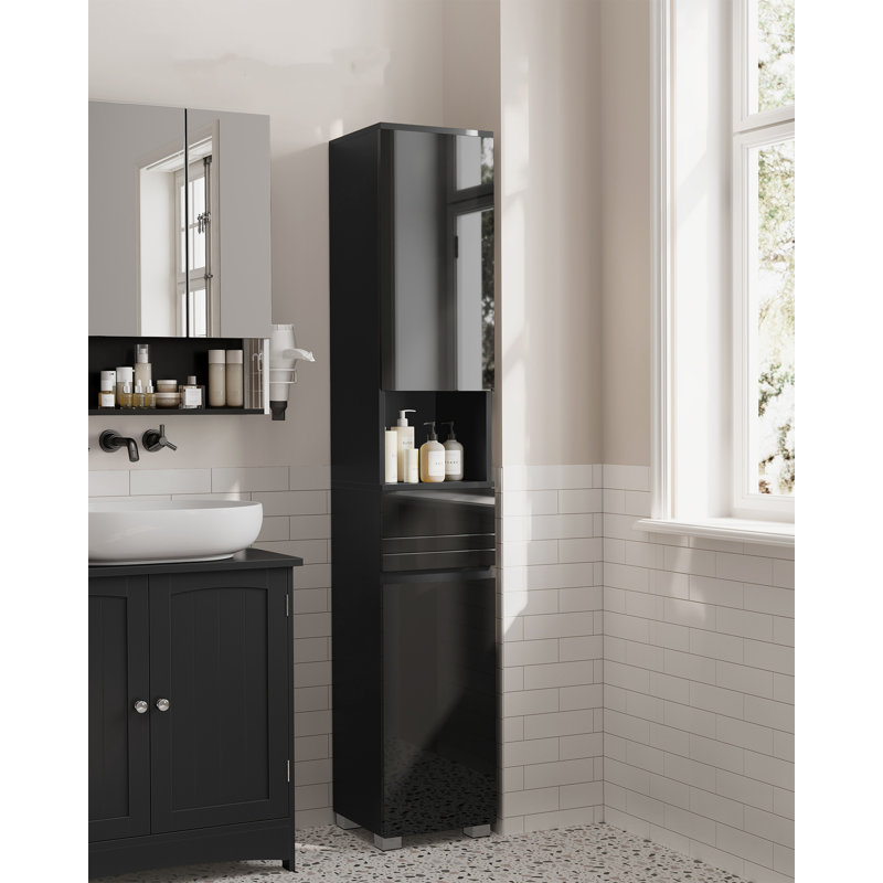 Tall Narrow Bathroom Storage Cabinet with Drawer Adjustable Shelves 30 x 30 x 170 cm