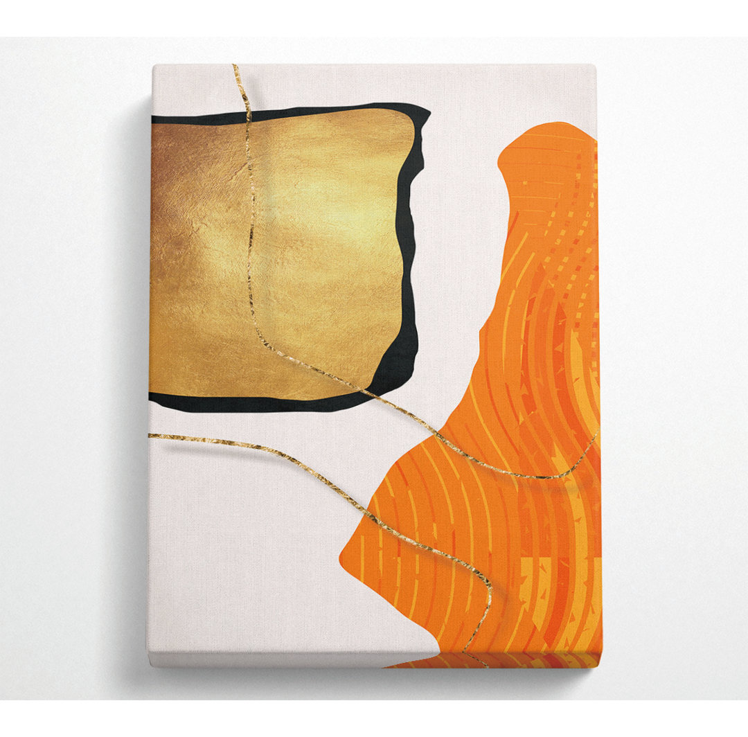 Gold Square And Orange Splaty - No Frame Kunstdrucke auf Leinwand