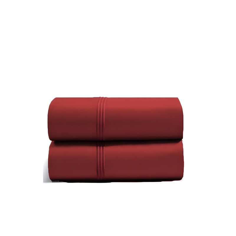 400TC Luxurious Triple Embroidery Cotton Sateen Pillowcases (Set Of 2), 20" x 36", Burgundy
