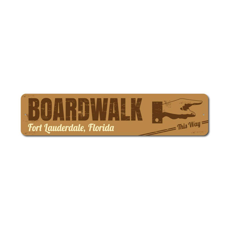 Panneau en métal Boardwalk Direction, H 6 po x l 24 po x P 0,06 po