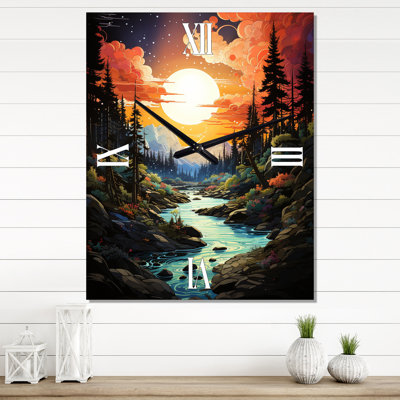 Landscape Aurora Borealis Natures XIII - Landscape & Nature Modern Wall Clock