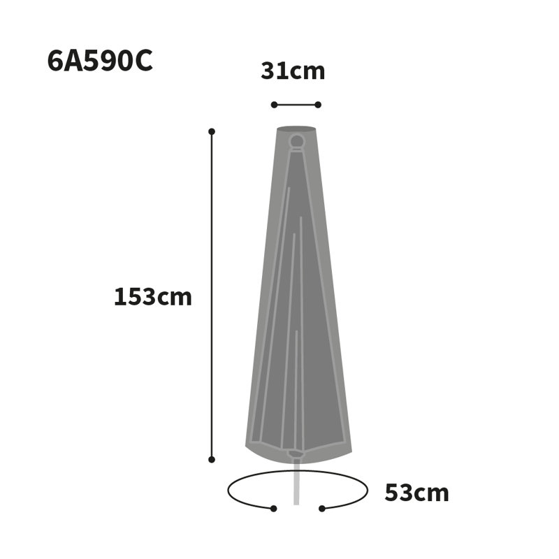 Outdoor Patio Umbrella Cover, Charcoal, 153cm H x 53cm W x 53cm D
