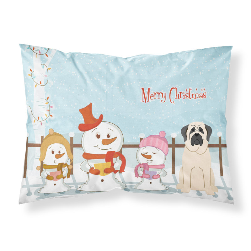 Taie d'oreiller Merry Christmas Merry Christmas, Mastiff blanc et choristes