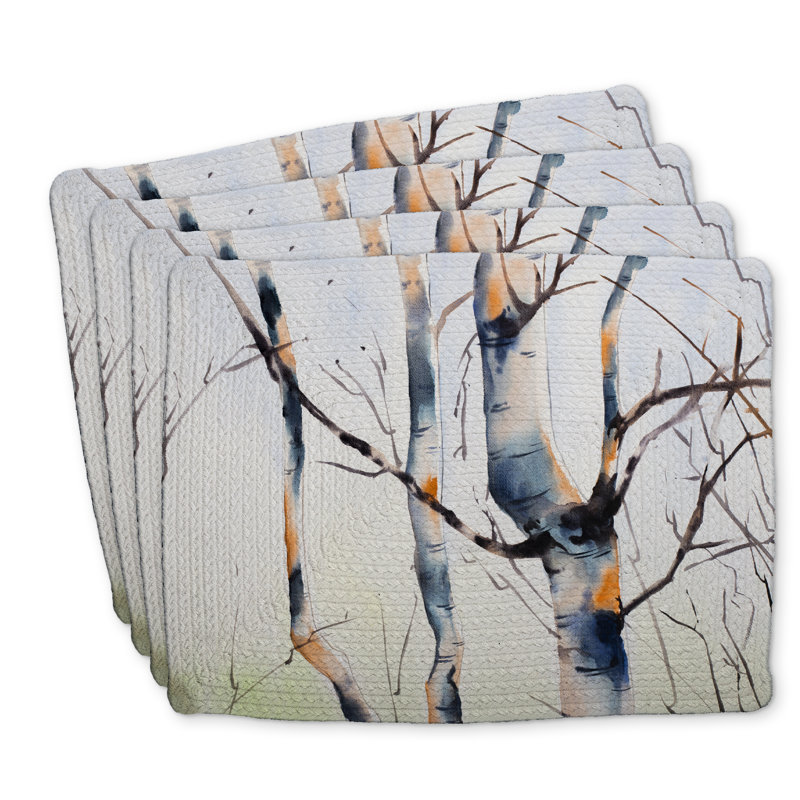 Ensemble de 4 napperons en polyester tressé | Trois petits bouleaux