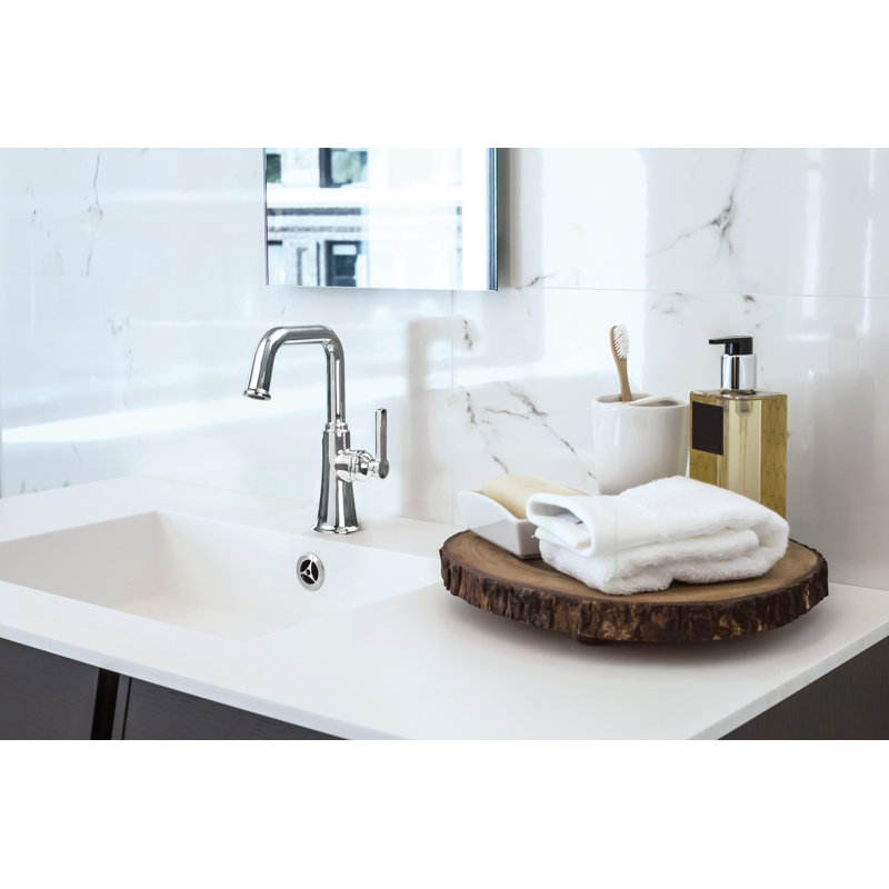 Robinet de salle de bain à trou unique avec drain en U Momenti ™, Chrome, Poignée levier