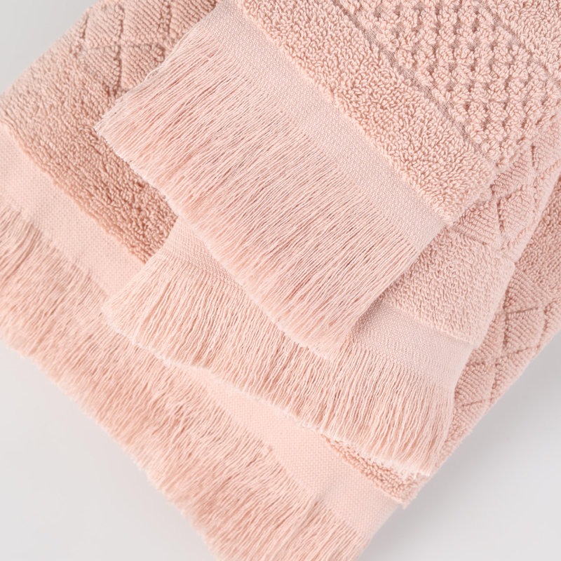 Ensemble de serviettes en coton 3 pièces Blue Nile Mills, Rose, Ensemble 3 serviettes de bain