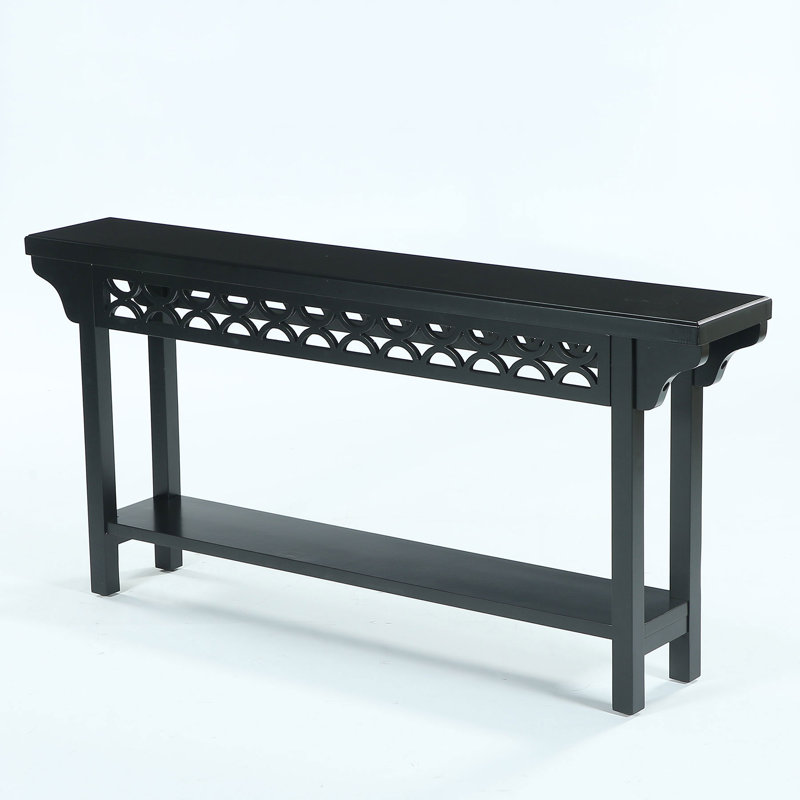 Holzhauer 70.8'' Solid Wood Long Console Table, Black