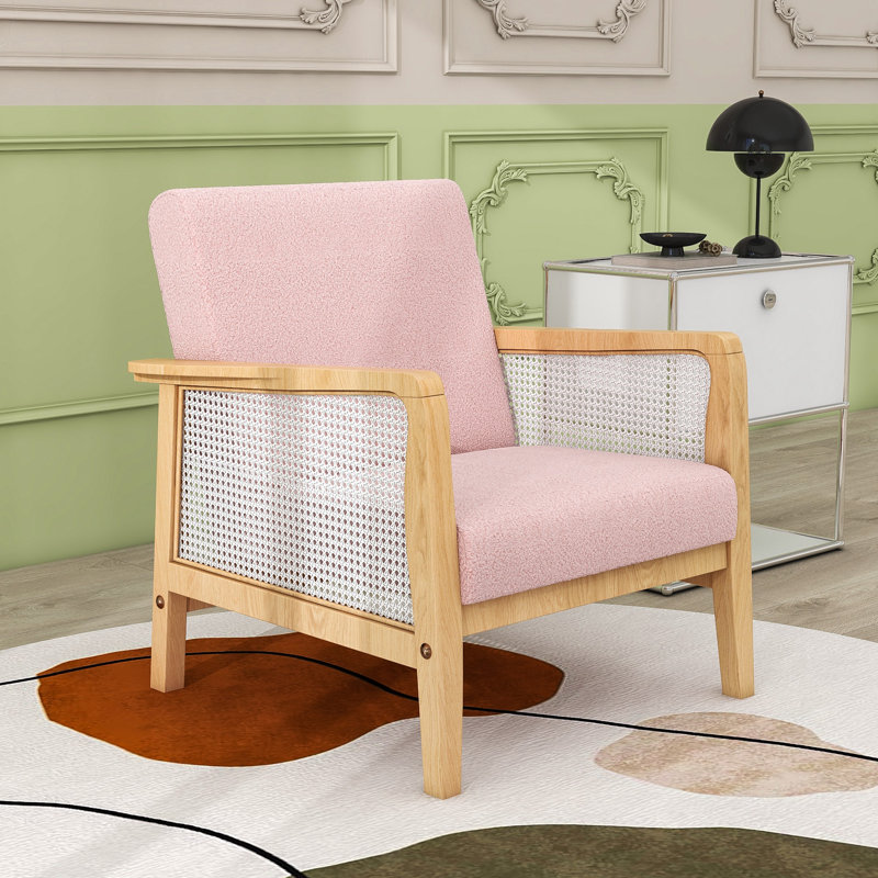 Fauteuil en velours de 25,9 po Allyza, Velours rosé