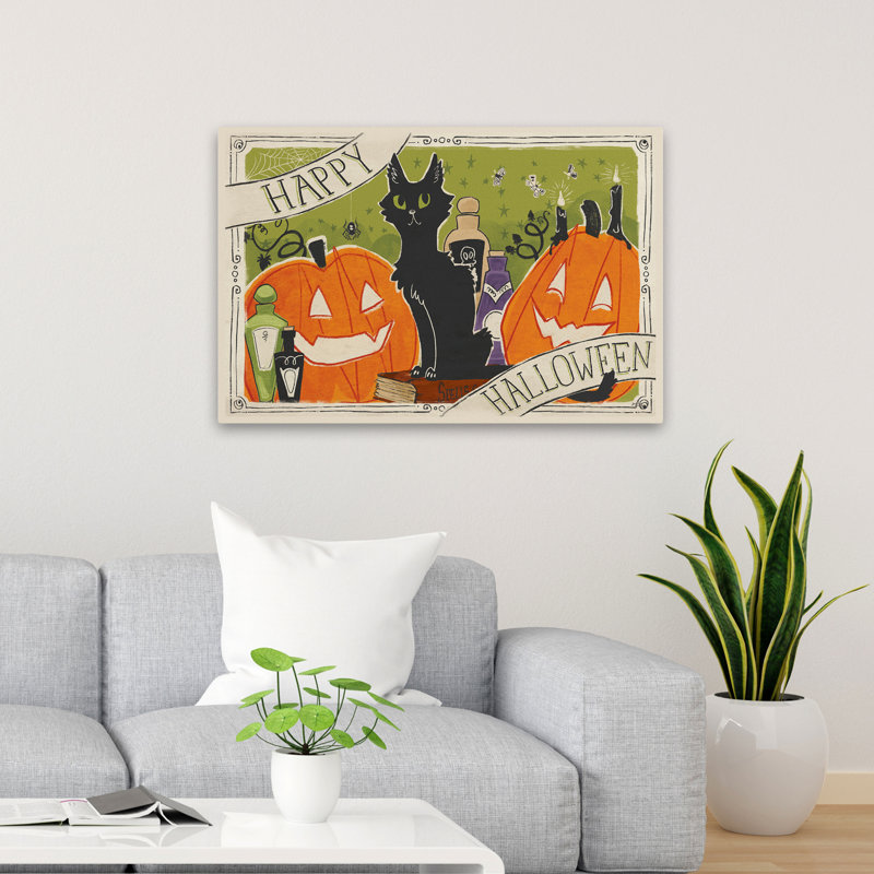 Stay Creepy I - Black Black Cats Bottles Green Art, H 24 po x l 36 po