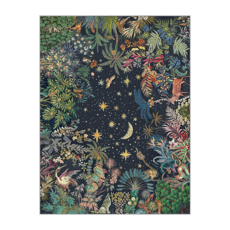 Forest Pattern Rug Vintage Large Soft Boho Non-Slip Rug Indoor Floor Stain Resistant Rugs, Rectangle 8' x 10'
