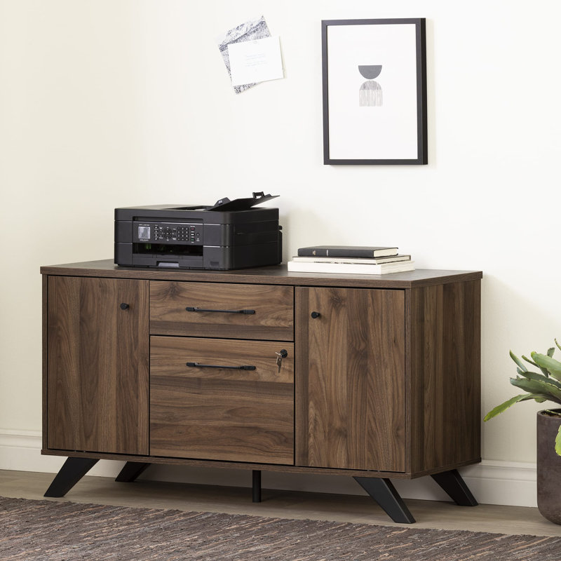 Kauan 47.75'' Wide 2 - Drawer Filing Credenza, Natural Walnut
