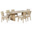 Ensemble de salle à manger en bois d'inspiration insulaire avec chaises tissées et rallonge-62672070