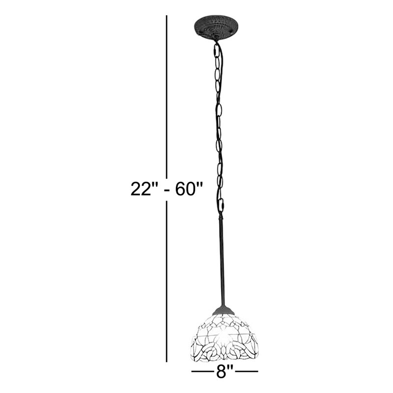 Simonson Tiffany Mini Hanging Lights White Stained Glass Baroque Style LED Bulb Included  8"W*8"D*60"H