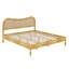 Lit plateforme avec tête de lit courbée en rotin, design moderne Mid-Century-133211592-133211595