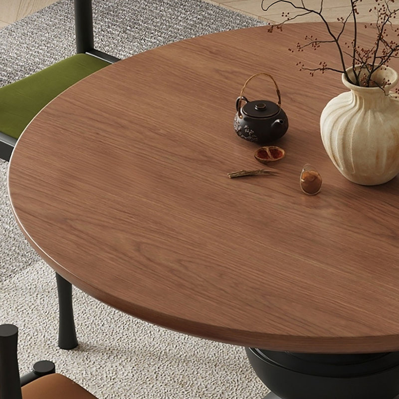 French Retro Round Solid Wood Dining Table, 29.5"H x 47.2"L x 47.2"W