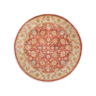 One-of-a-Kind Hayner Hand-Knotted 6'1" Round Wool Area Rug in Orange