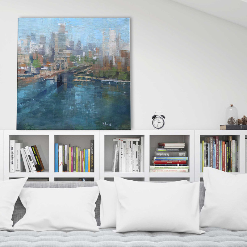 Pont de Brooklyn II par Mark Lague - Peinture, Toile tendue, H 24 po x l 24 po x P 1,5 po
