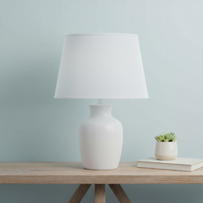 White Faux Silk Plain Drum Lamp Shade