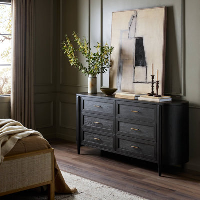Larsen 6 Drawer Dresser-Drifted Matte Black Veneer