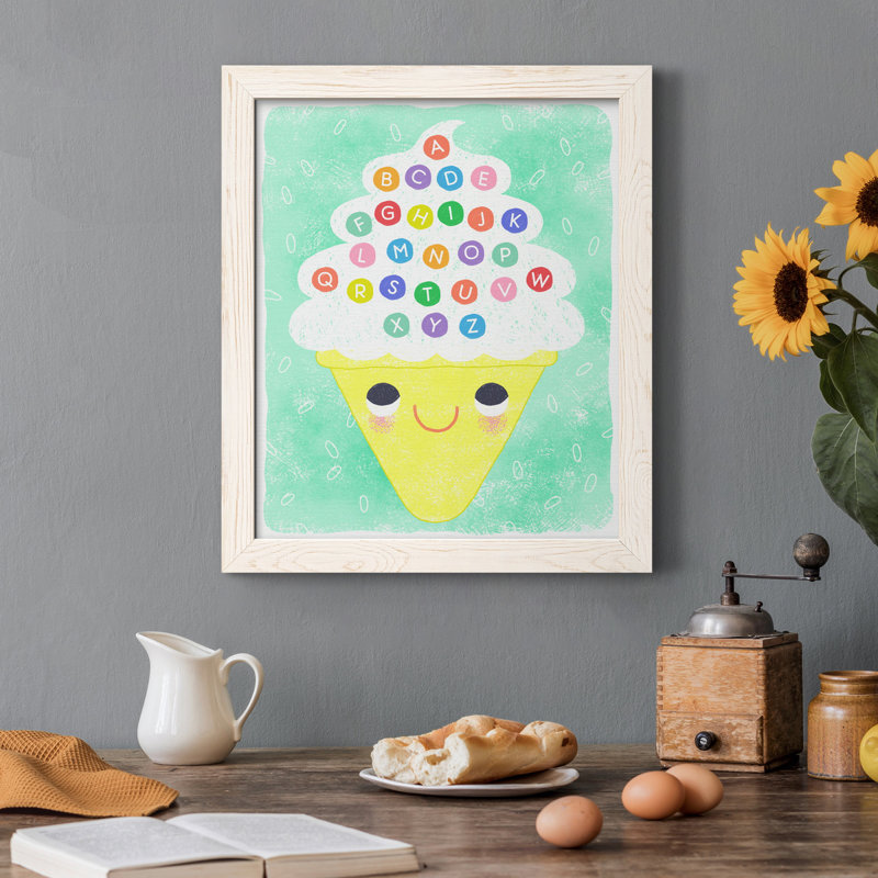 Ice Cream Alphabet - cadre photo, impression sur toile, Blanc, H 37,5 po x l 27,5 po x P 1,5 po