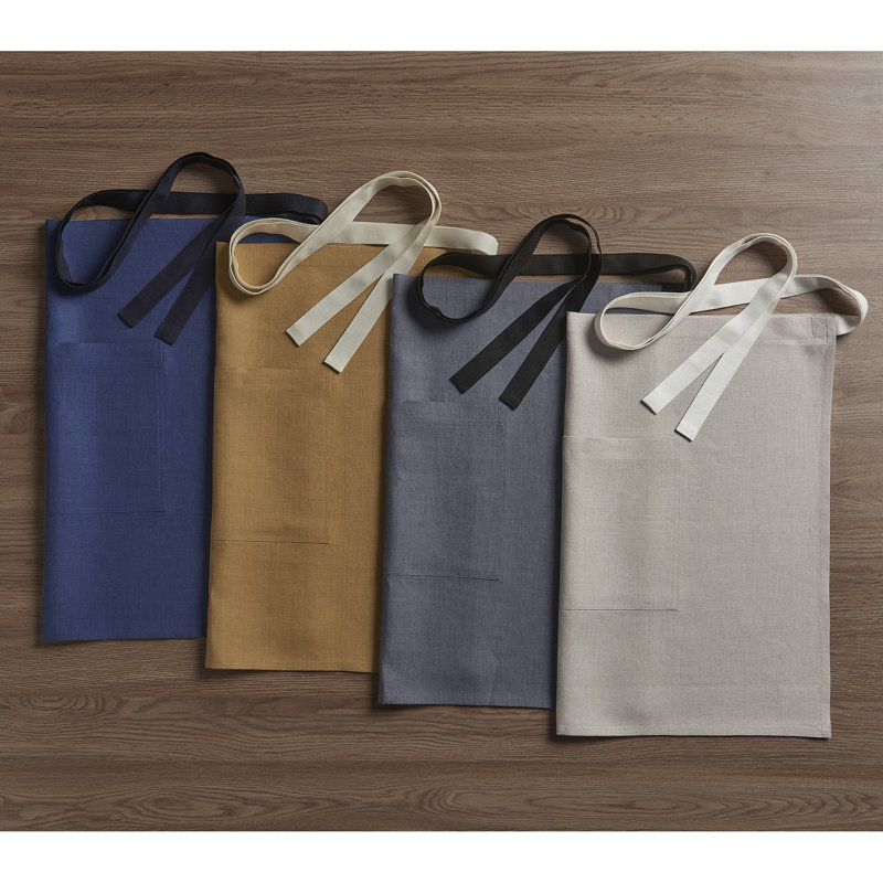 100% Pure Linen Bistro Apron, Blue