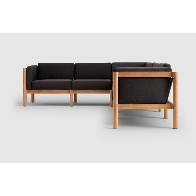 Haven 6-Piece Teak Outdoor Sectional with Sunbrella Cushions, Sunbrella Coal