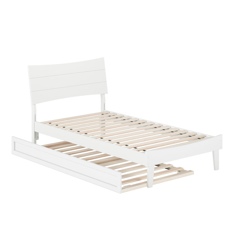 Phoenix Wood Platform Bed with Trundle, Lit simple, White