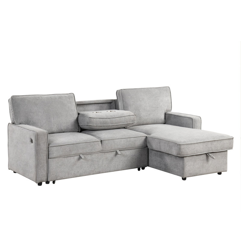 Canapé-lit modulaire avec espace de rangement Upholstery, Polyester gris