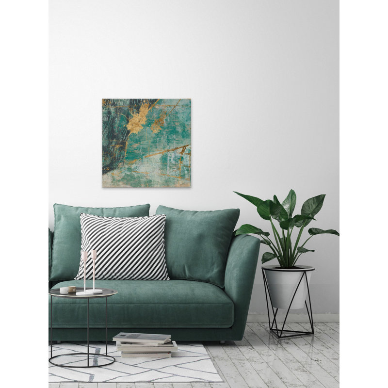 Teal Lace I - Wrapped Canvas Painting, 46cm H x 46cm W x 4cm D