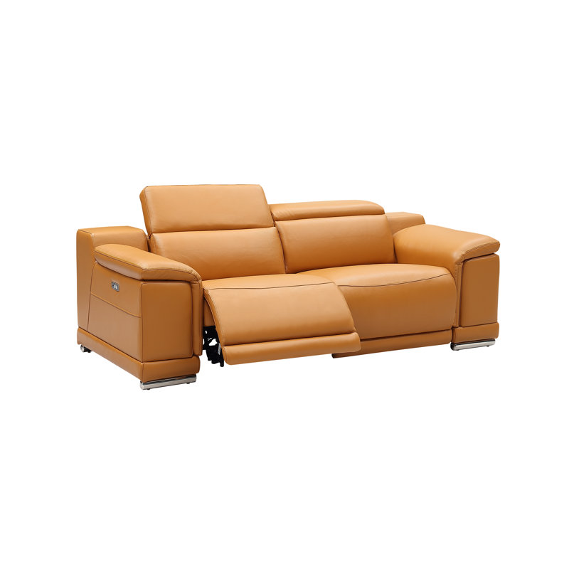 Leather Reclining sofa, Orange Genuine Leather