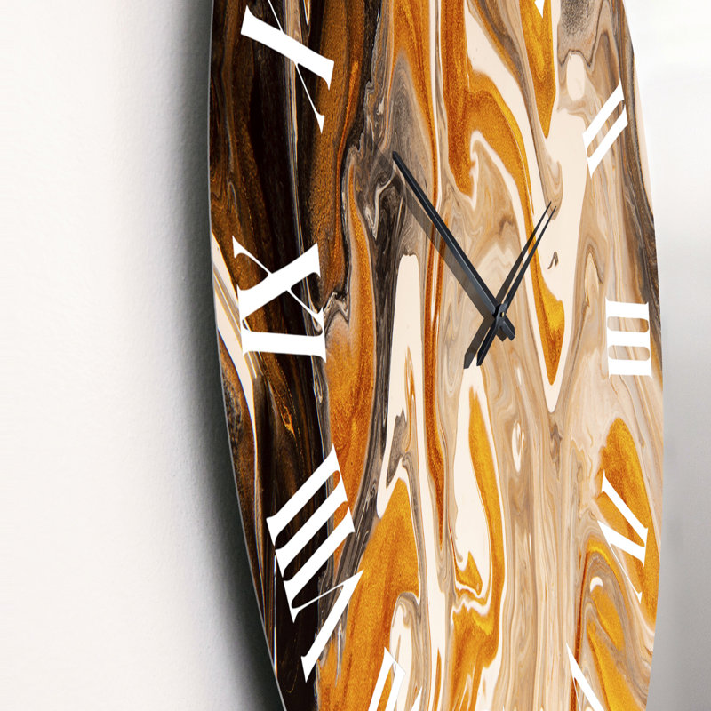 Horloge murale moderne brun, brun, blanc et gris, Moyen