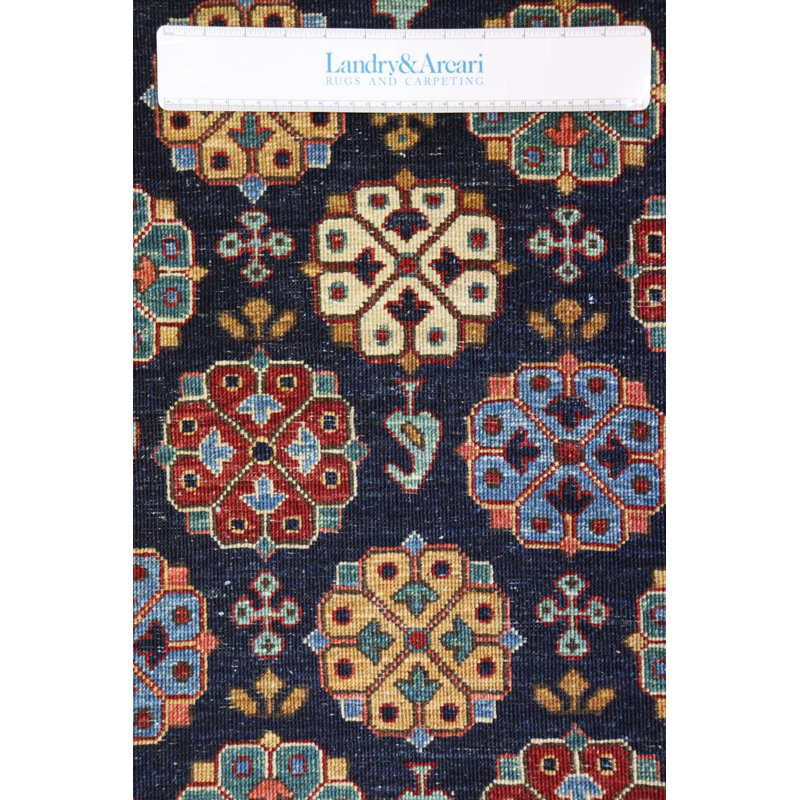 Tapis bleu marine / cramoisi unique 2 pi 7 po x 9 pi 7 po Khotan Garden