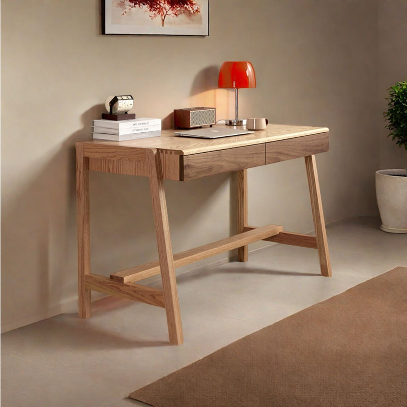 Japanese style minimalist desk, 29.53" H x 53.15" W x 23.62" D