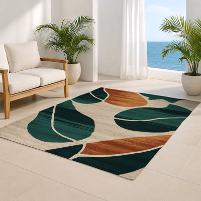 Tapis intérieur et extérieur vert Watercolor