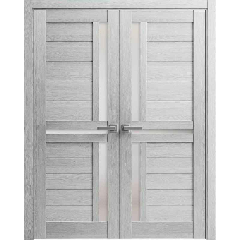 Portes doubles en chêne gris français Veregio, 36 po x 96 po