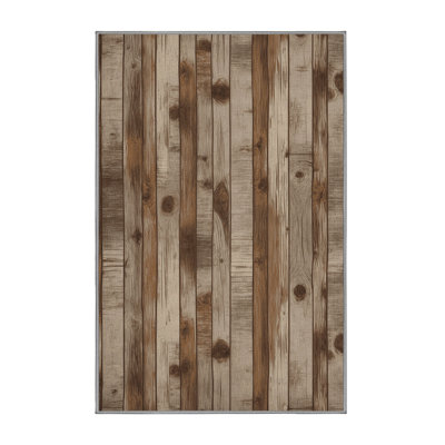 Washable Rustic Wood Grain Farm Area Rug