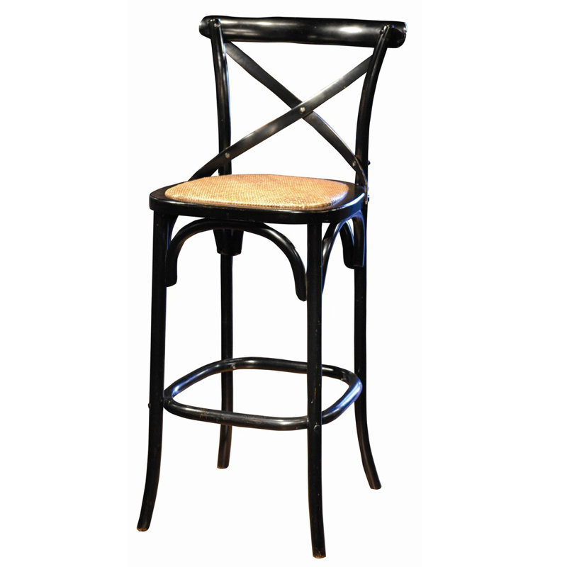 Tabouret de comptoir 24 po Bentwood, Bois clair / noir brillant