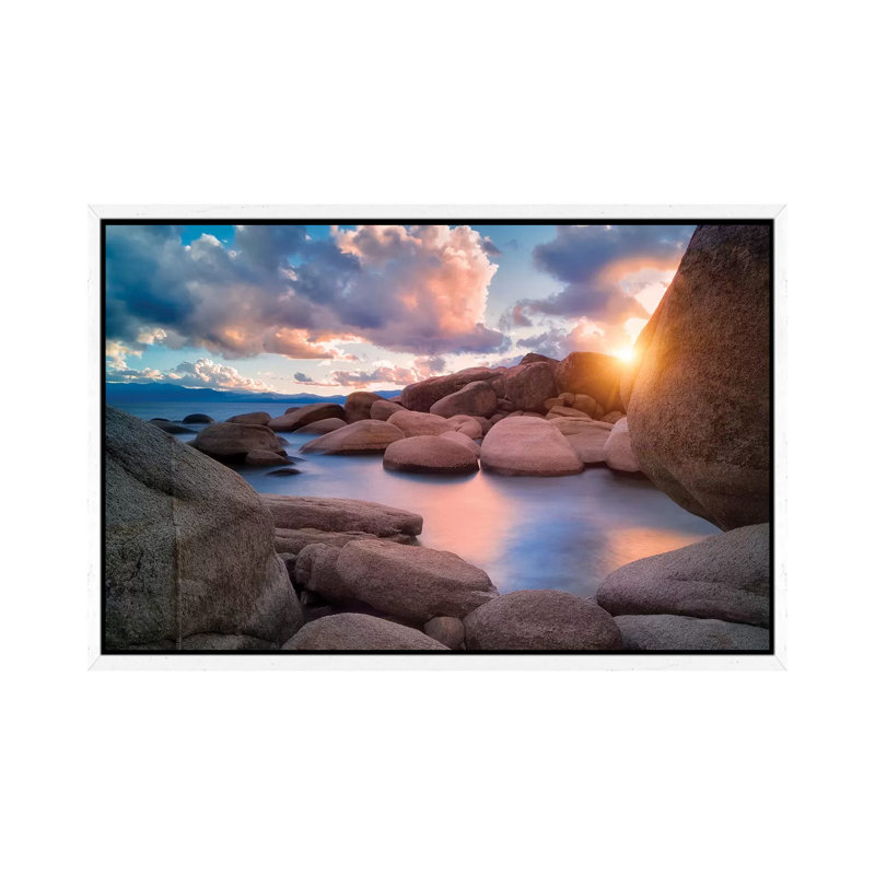 Tahoe Shore I by Dennis Frates - Print on Canvas, 45.72cm H x 66.04cm W x 3.81cm D, White Framed
