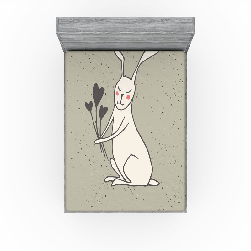 Ensemble de 2 draps-housse en forme de lapin Ambesonne, Drap-housse pour très grand lit californien