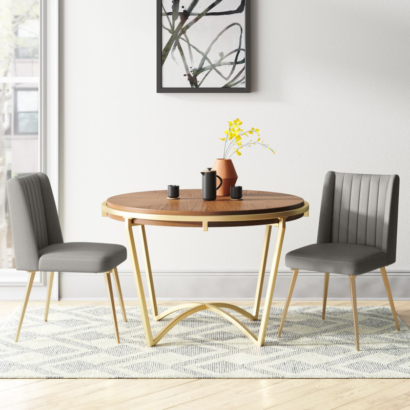Simmerman 2 - Person Four Leg Dining Set, Grey Herringbone Twill