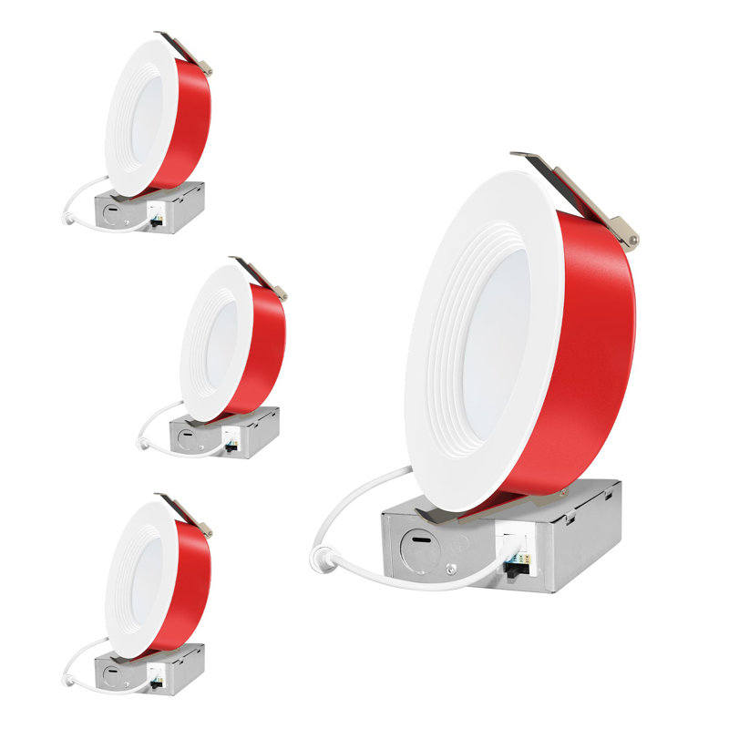 4pk 6inch Fire Rated Canless Baffle Downlight,2 hours Fire Rating ,5CCT,800Lm,IC Rated,Dimmable