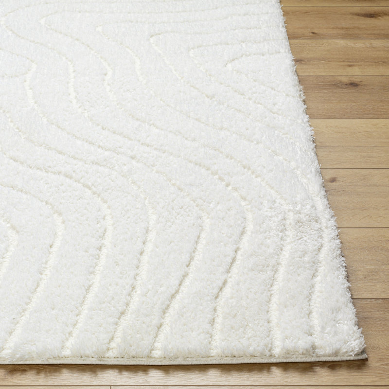 Carollyn Nomadic Machine Woven Polyester Area Rug in White, Rectangle 7'10" x 10'