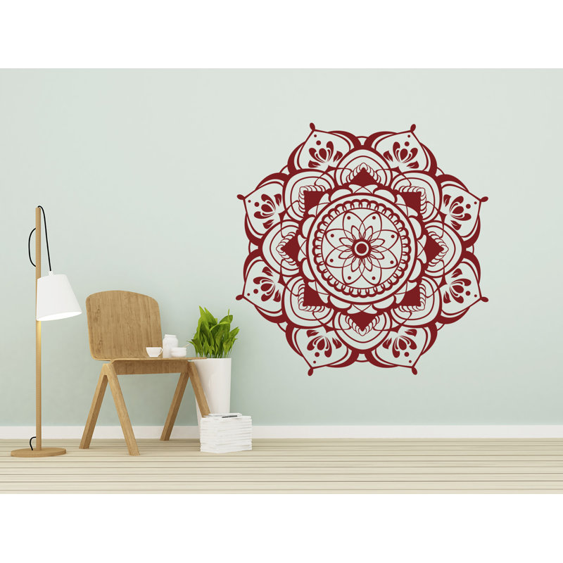 Adhésif décoratif Mandala Mehndi, H 46 po x l 46 po, Bourgogne