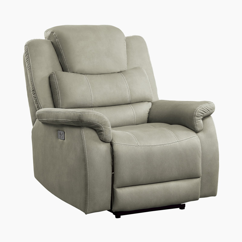 Fauteuil inclinable électrique en microfibre poli moderne et contemporain de 37,5 po Kadance avec appui-tête réglable et port de charge USB