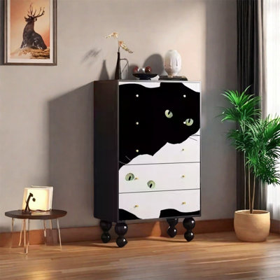 Armoire de rangement avec 5 tiroirs et poignées en métal